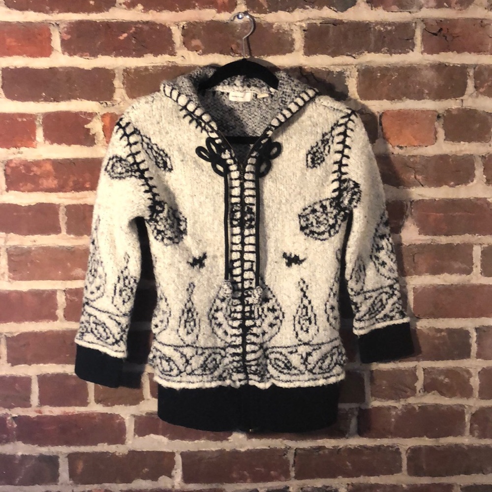 Anthropologie Zip-up Wool Hooded Sweater